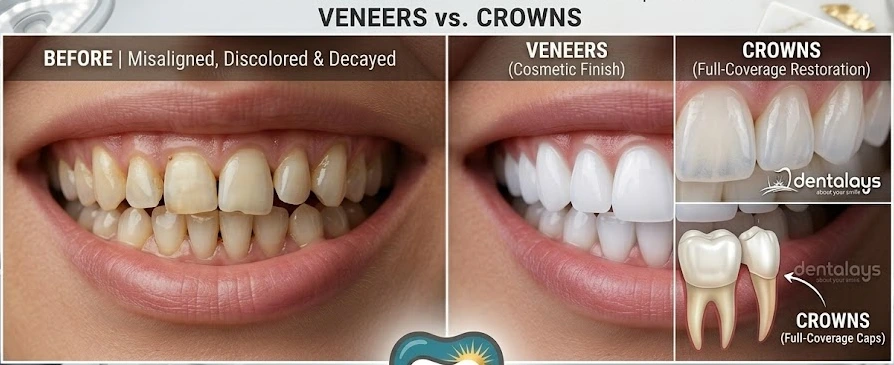 Veneers vs. Crowns: Differences, Procedures & Best Choice
